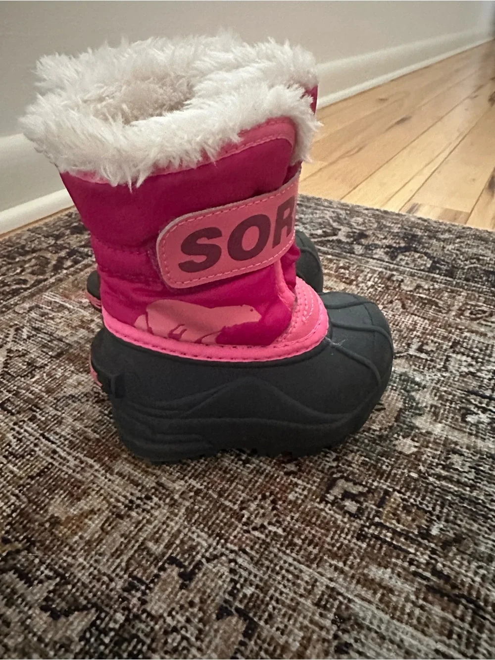 Sorel toddler Pink snow Boots with Faux-Fur Trim